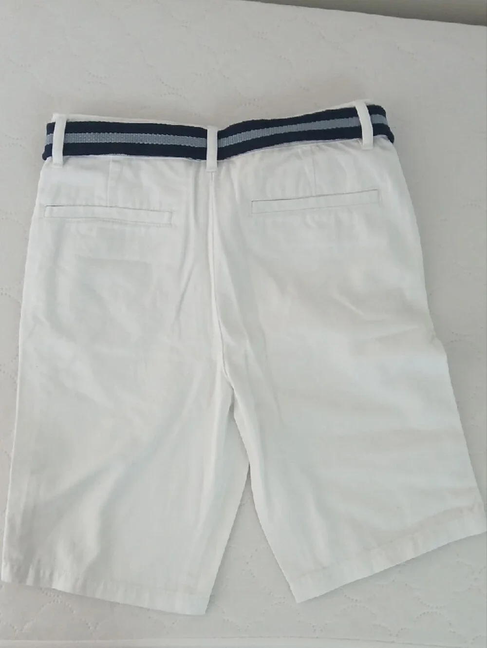 The Children's Place White Shorts with Navy Striped Belt